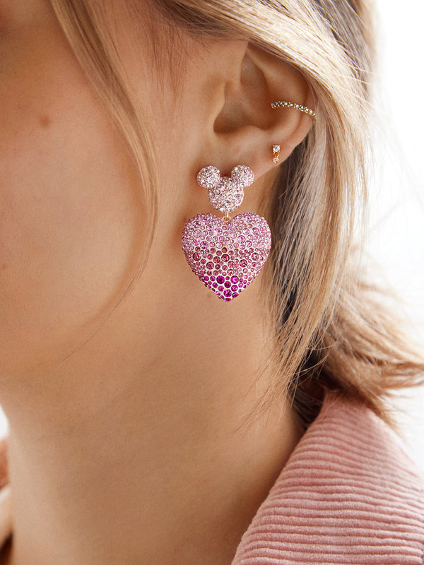Mickey Mouse Disney Heart Earrings - Pink