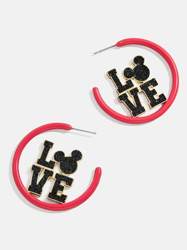 Mickey Mouse Disney Love Earring Hoops - Red