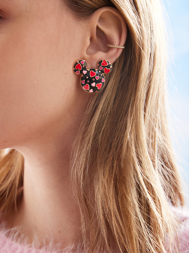 BaubleBar Mickey Mouse Disney Repeating Hearts Earrings - Black/Red - 
    Disney Stud Earrings
  
