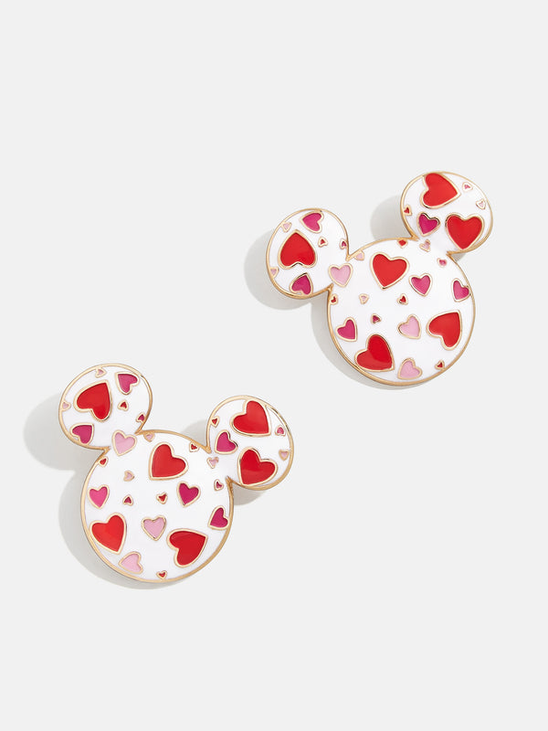 Mickey Mouse Disney Repeating Hearts Earrings - Red/White