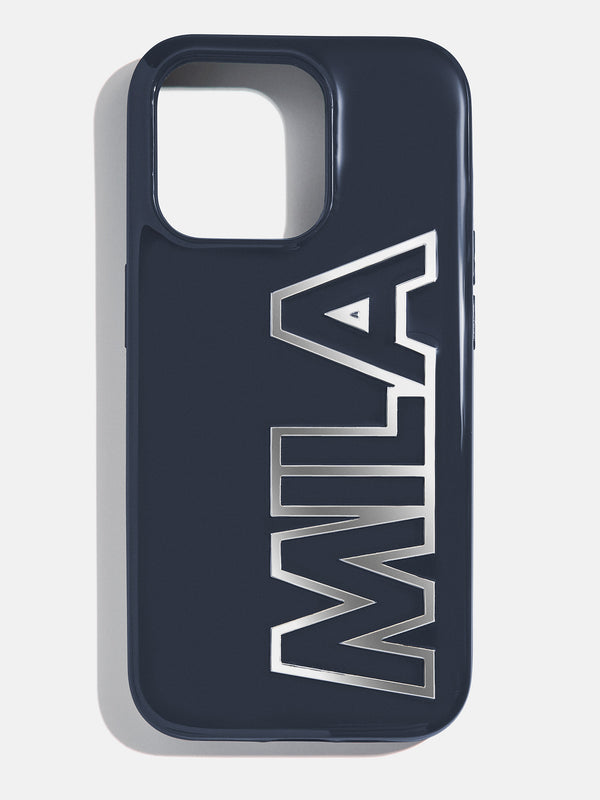 Chrome Custom iPhone Case - Navy/Chrome Silver