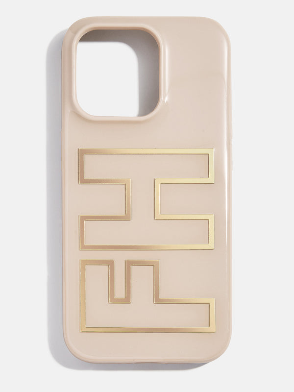 Chrome Custom iPhone Case - Beige/Chrome Gold