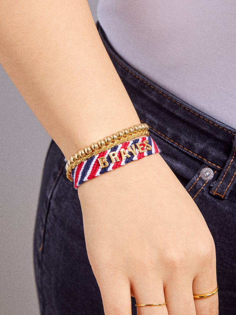 BaubleBar MLB Woven Friendship Bracelet - Atlanta Braves - 
    MLB pull tie bracelet
  
