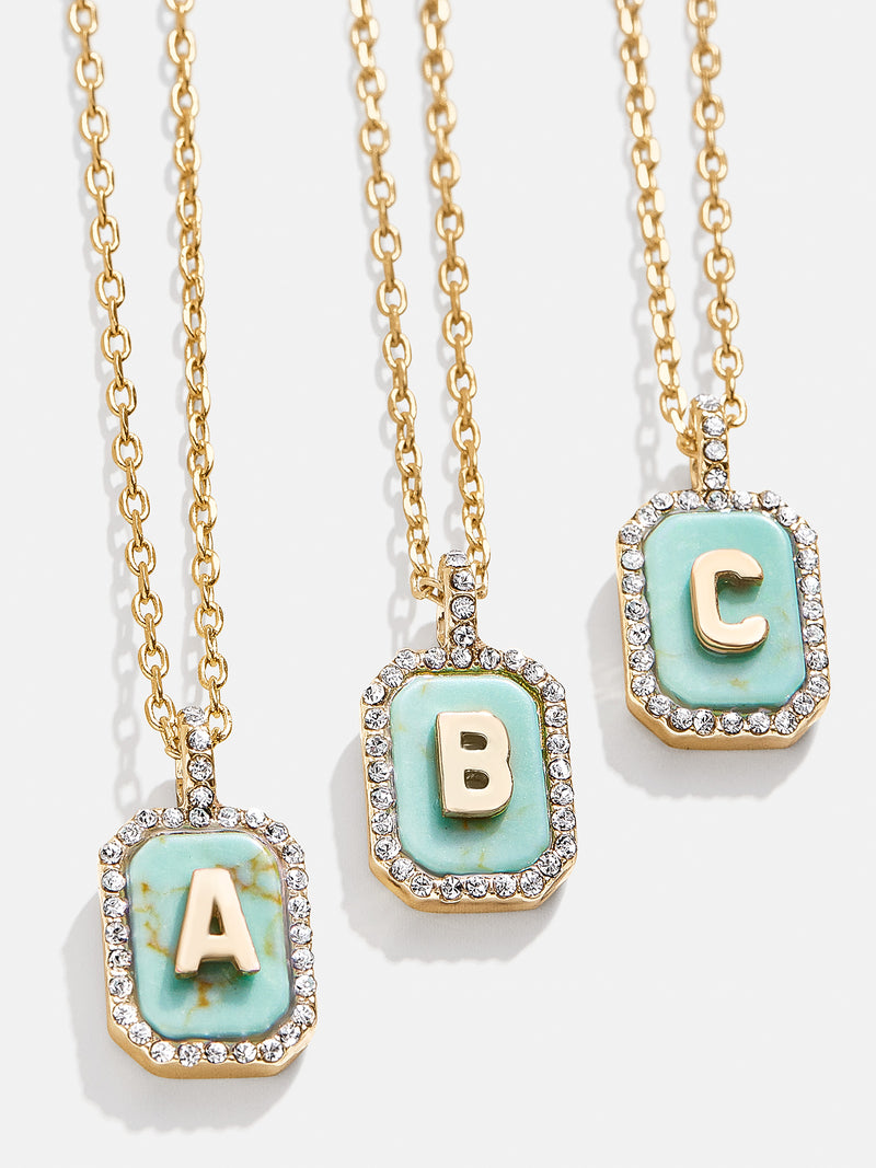 BaubleBar Gold & Turquoise Initial Necklace - Turquoise Stone - 
    Initial pendant necklace
  
