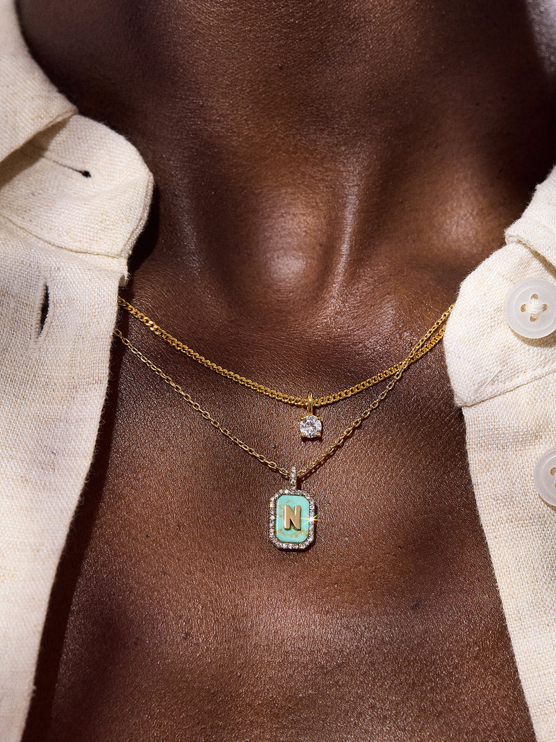 BaubleBar Gold & Turquoise Initial Necklace - Turquoise Stone - 
    Enjoy 20% off - This Week Only
  
