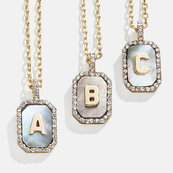 YuNomama　イニシャル5点　B N Q & ？ Gold & Mother Of Pearl Initial Necklace - Dark Mother Of