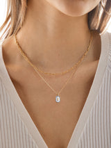 BaubleBar Gold & Mother Of Pearl Initial Necklace - Dark Mother Of Pearl - 
    Dog tag initial necklace
  
