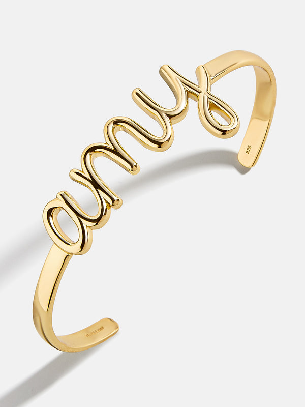 18K Gold Custom Nameplate Cuff Bracelet - Gold