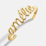 14K Gold Custom Nameplate Cuff Bracelet - 14K Gold