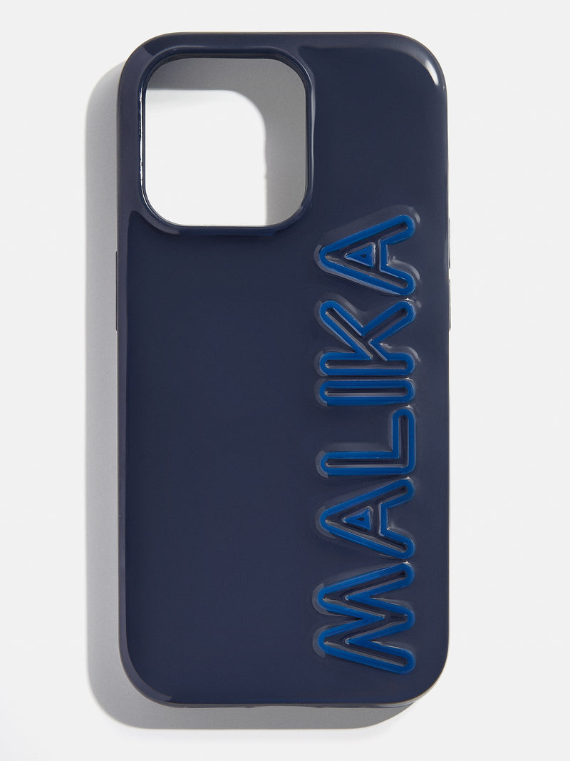 Fine Line Custom iPhone Case Navy Blue Customizable phone case