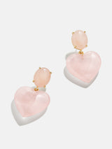 BaubleBar Semi-Precious Juno Earrings - Rose Quartz Stone - 
    Heart statement earrings
  

