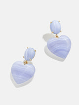 BaubleBar Semi-Precious Juno Earrings - Blue Lace Agate Stone - 
    Heart statement earrings
  
