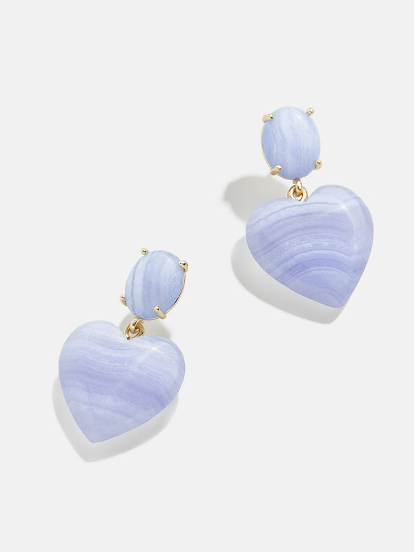Semi-Precious Juno Earrings - Blue Lace Agate Stone