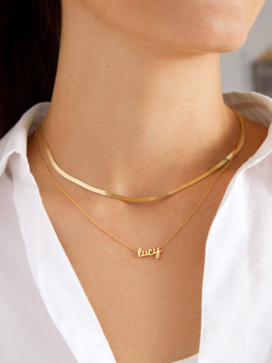 14K Gold Custom Nameplate Necklace