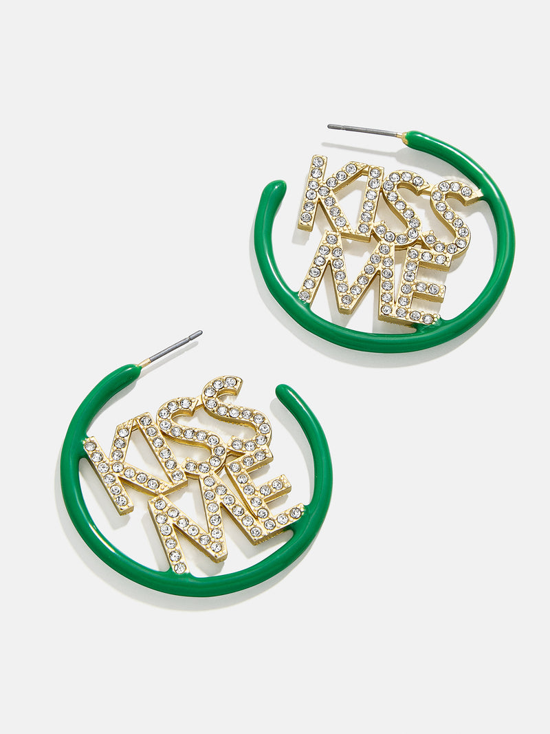 BaubleBar Kiss Me I'm Irish Earrings - Green/Gold - 
    St. Patrick's day hoop earrings
  
