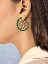 BaubleBar Kiss Me I'm Irish Earrings - Green/Gold - 
    St. Patrick's day hoop earrings
  
