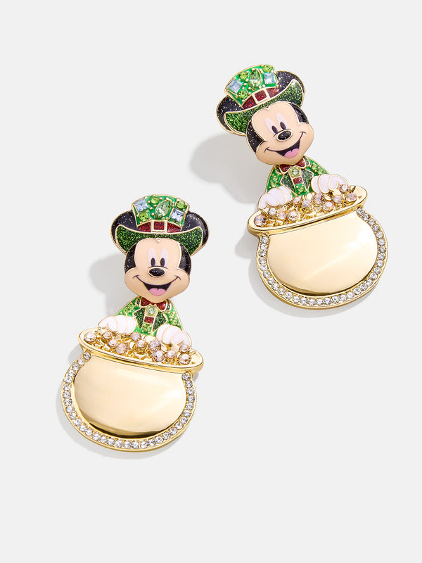 Mickey Mouse Disney Pot Of Gold Earrings - Green/Gold