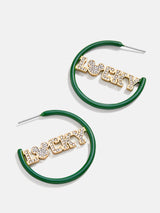 BaubleBar Mickey Mouse disney Lucky Earring Hoops - Green/Gold - 
    Disney hoop earrings
  
