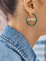 BaubleBar Mickey Mouse disney Lucky Earring Hoops - Green/Gold - 
    Disney hoop earrings
  
