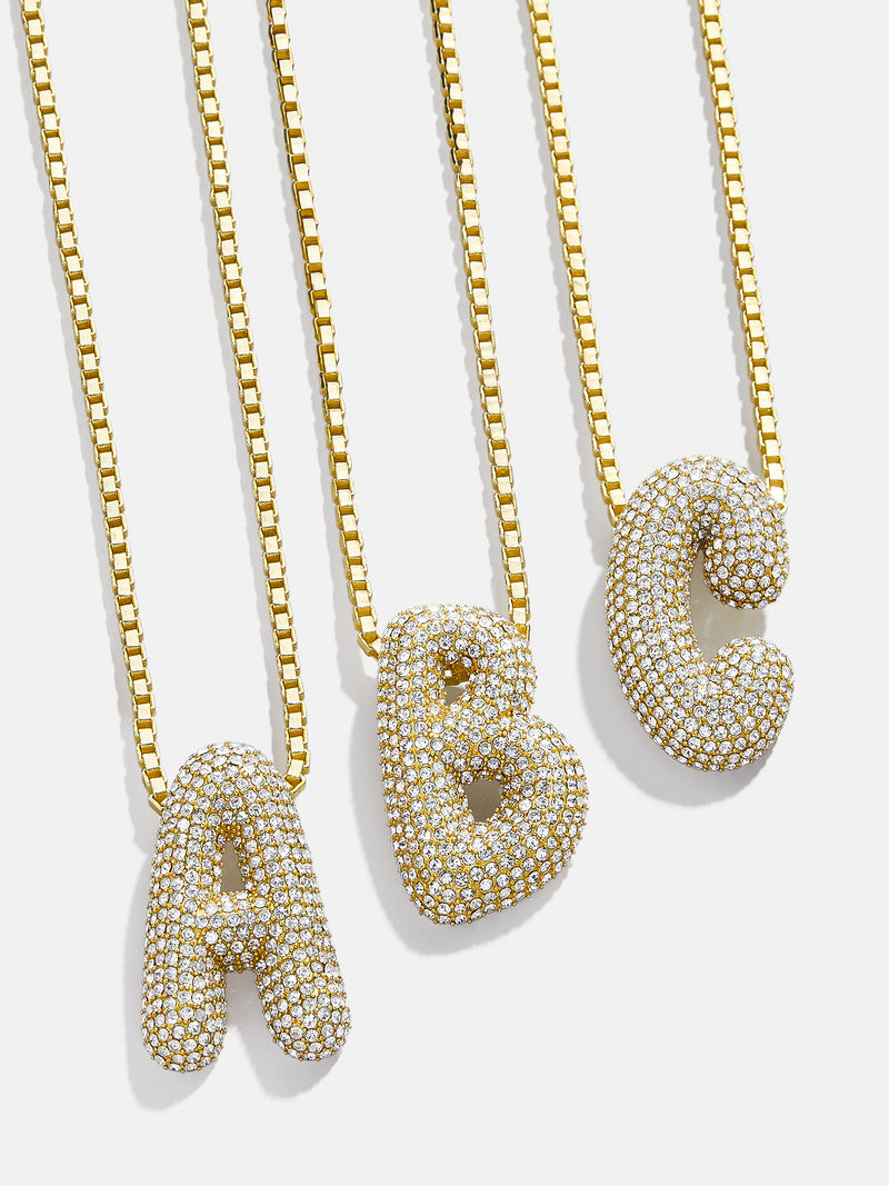 BaubleBar Pavé Bubble Initial Necklace - Clear/Gold - 
    Custom initial necklace
  
