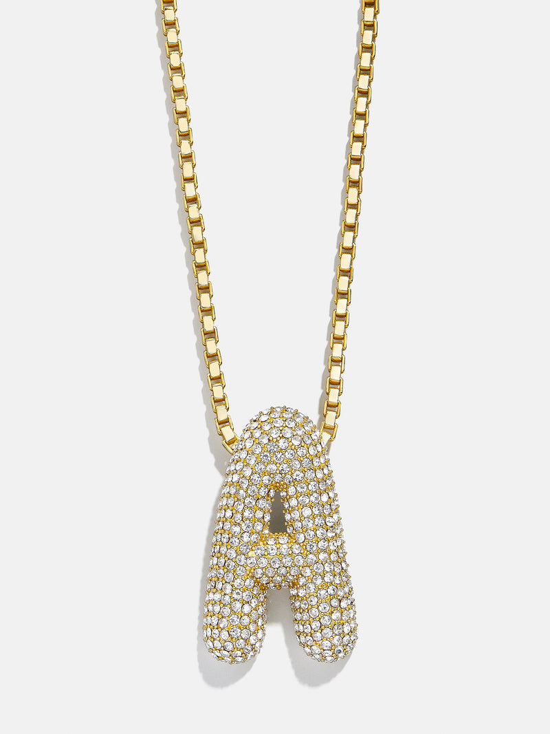 BaubleBar Pavé Bubble Initial Necklace - Clear/Gold - 
    Custom initial necklace
  
