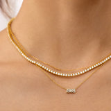 variant:14K Gold Plated Sterling Silver. Pavé Cubic Zirconia Stones