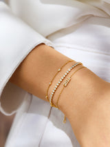 BaubleBar Clear/Gold - 
    18K Gold Plated Sterling Silver, Cubic Zirconia stones - available in 2 fonts
  
