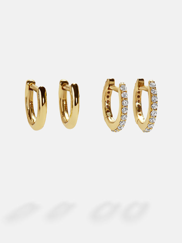 Nicole 18K Gold Earring Set - Clear/Gold