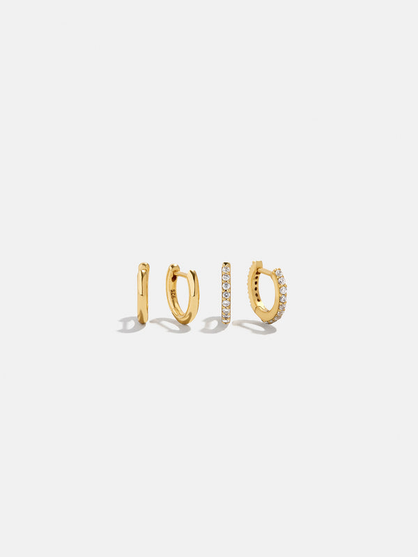 Nicole 18K Gold Earring Set - Gold/Pavé