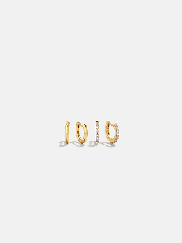 Nicole 18K Gold Earring Set - Gold/Pavé