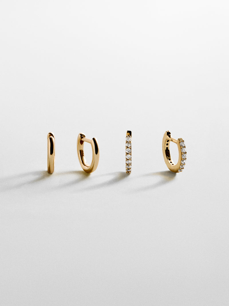 Nicole 18K Gold Earring Set - Gold/Pavé