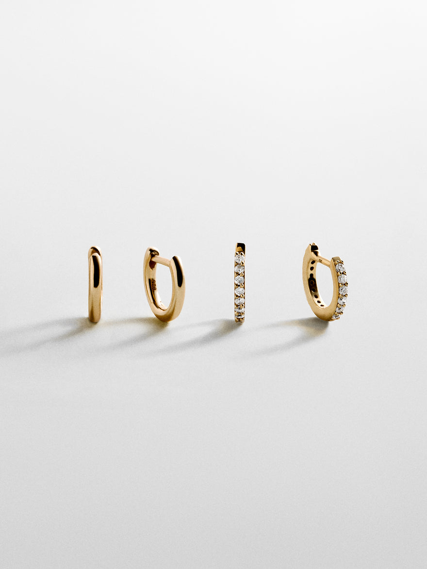 Nicole 18K Gold Earring Set - Gold/Pavé