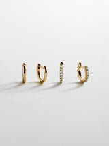 BaubleBar Nicole 18K Gold Earring Set - Gold/Pavé - 
    Set of two huggie earrings
  
