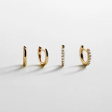 Nicole 14K Gold Earring Set - Gold/Pavé
