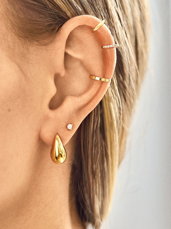 Nicole 18K Gold Earring Set - Clear/Gold