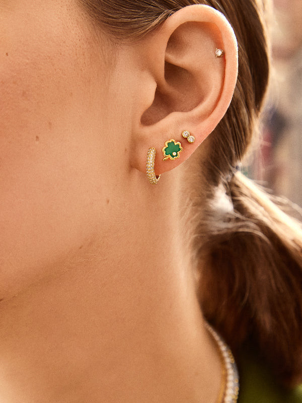 18K Gold Four-Leaf Clover Earrings - Four-Leaf Clover