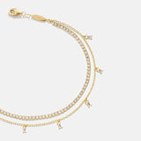 Tina 18K Gold Layered Anklet - Gold/Pavé