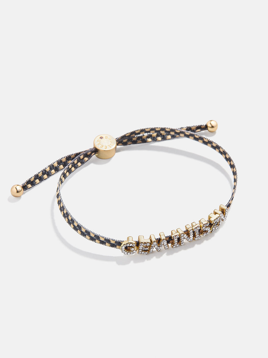 Custom Ribbon Bracelet - Black Checkerboard Ribbon