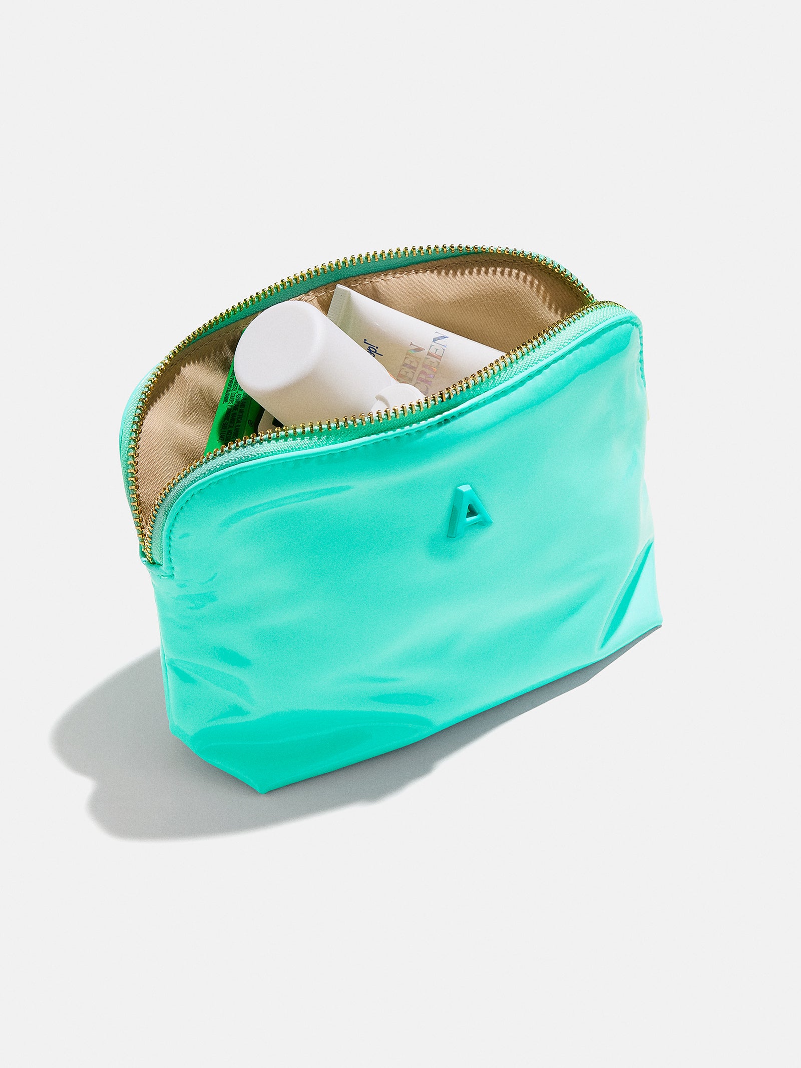 Initial Zipper Pouch Turquoise