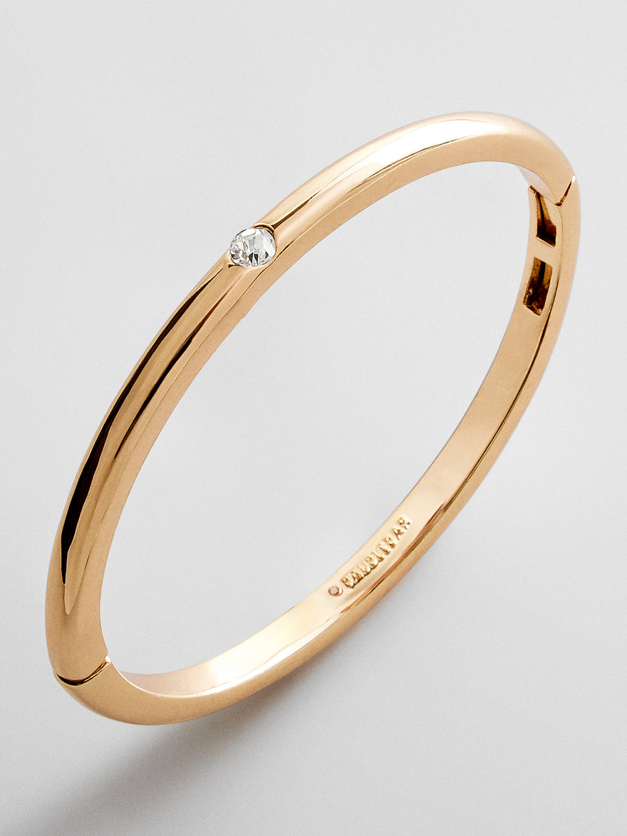 Nadia Classic Hinge Bangle - Classic Thin Gold Single Bezel