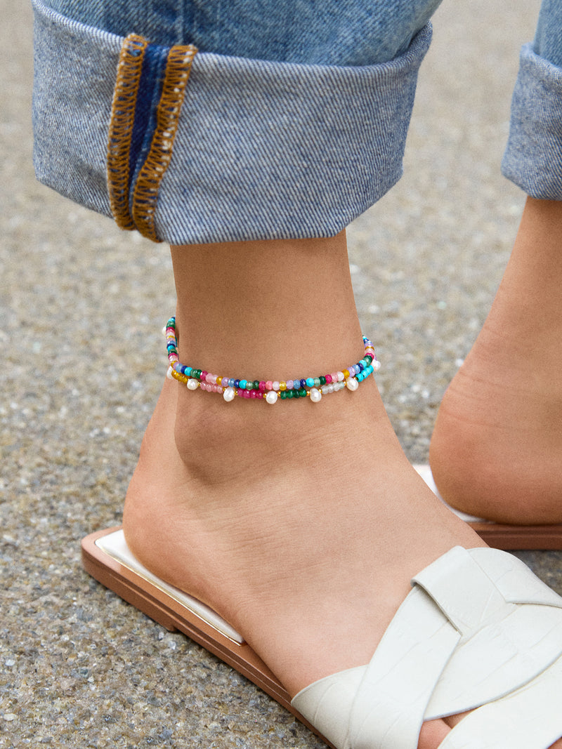 BaubleBar Darcy Anklet Set - Multi - 
    Semi-precious & pearl anklet set - water resistant
  
