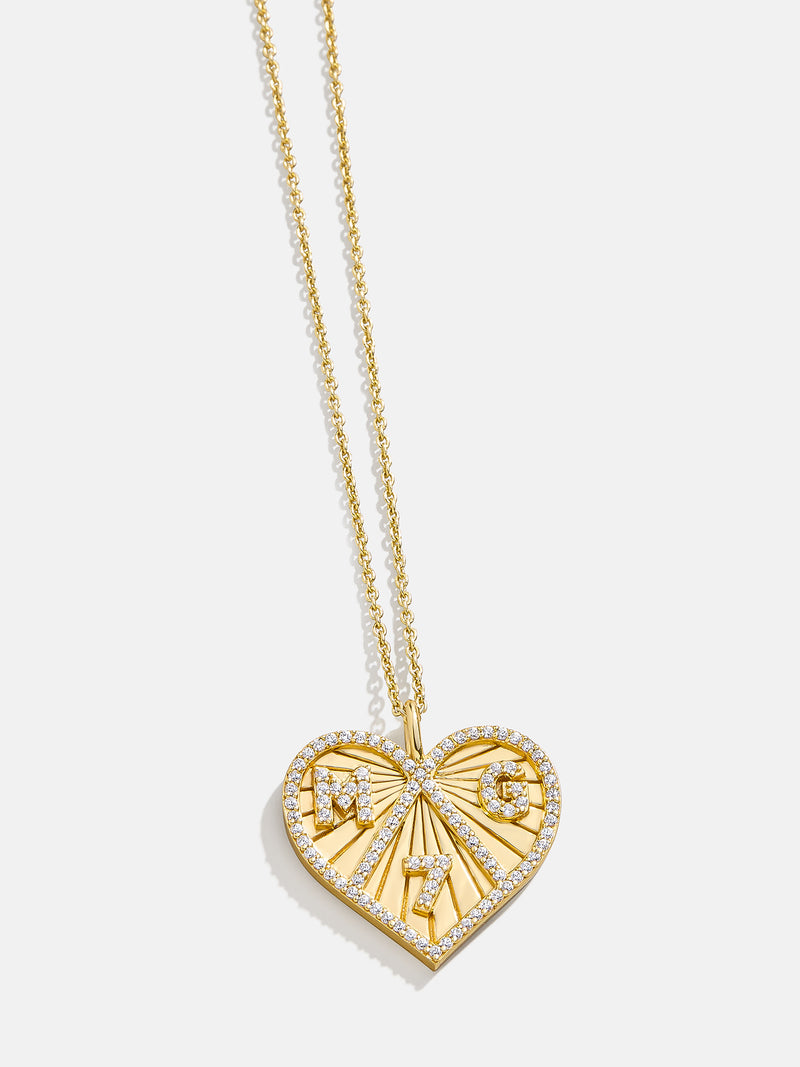 BaubleBar Heart 18K Gold Custom Medallion Necklace - 
    18K Gold Plated Sterling Silver, Cubic Zirconia stones
  
