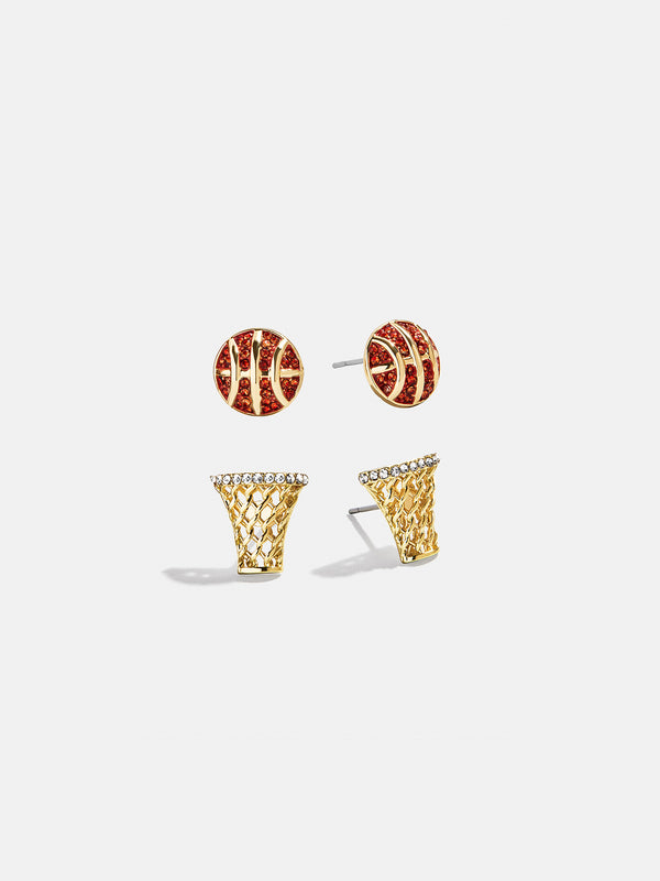 Three-Pointer Earring Set - Basketball