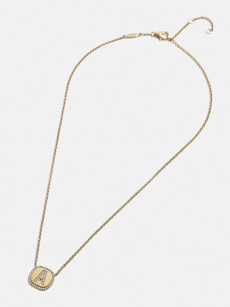 BaubleBar 18K Gold Initial Custom Pendant Necklace - Gold/Pavé - 
    18K Gold Plated Sterling Silver, Cubic Zirconia
  
