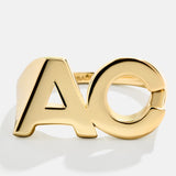 14K Gold Double Custom Initial Block Ring - 14K Gold