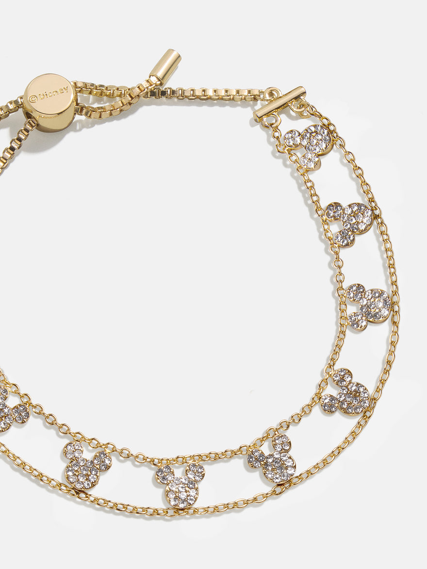 Disney Mickey Mouse Repeating Slider Bracelet - Gold/Pavé