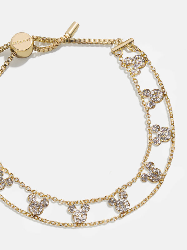 Disney Mickey Mouse Repeating Slider Bracelet - Gold/Pavé