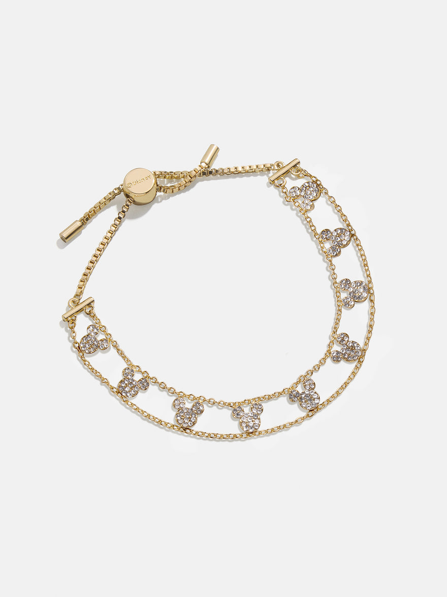 Disney Mickey Mouse Repeating Slider Bracelet - Gold/Pavé