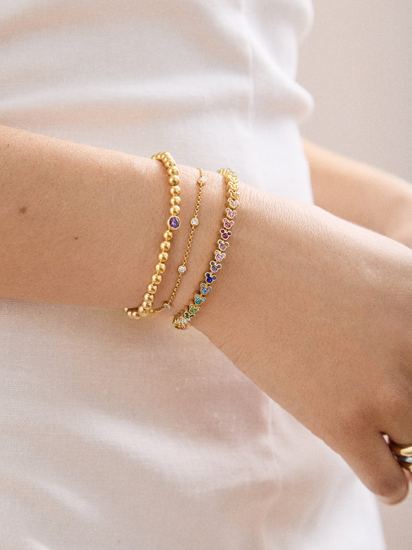 Mickey Mouse Disney Repeating Tennis Bracelet - Gold/Multi