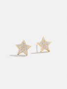 18K Gold Celestial Delicate Stud - Pavé Star